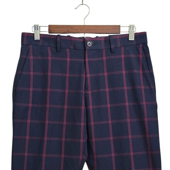 Perry Ellis NWT Windowpane Slim Fit Stretch Pants In Dark Sapphire Sz 30x30 - Picture 2 of 13
